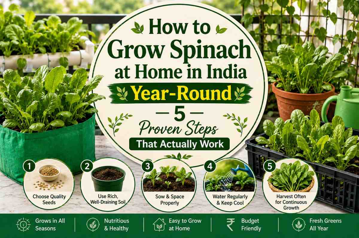 How to Grow Spinach at Home in India Year-Round — 5 Proven Steps That Actually Work