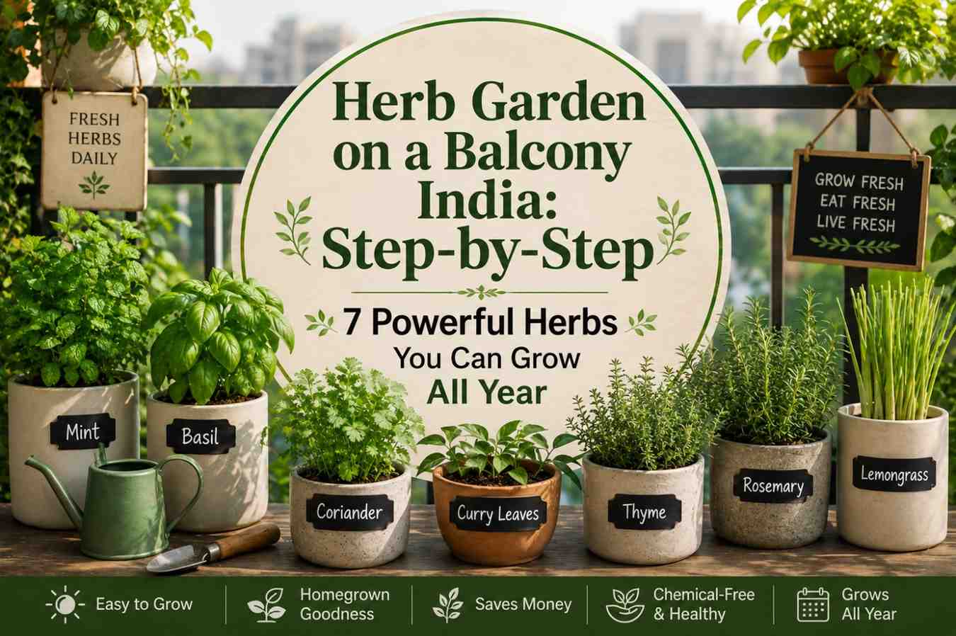 Herb Garden on a Balcony India Step-by-Step
