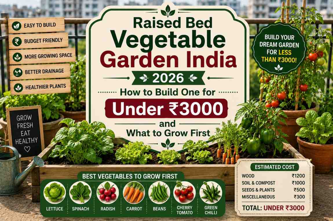 Raised Bed Vegetable Garden India 2026 — How to Build One for Under ₹3000 and What to Grow First