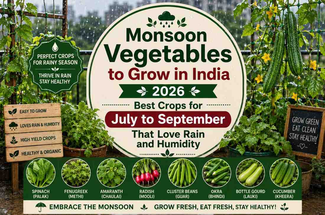 Monsoon Vegetables to Grow in India 2026 — Best Crops for July to September That Love Rain and Humidity